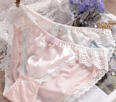 Lovely Cute Sexy Lace Pearls Bow Panties